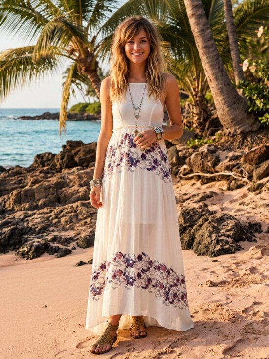 Free People Dresses & Skirts - Free People Babydoll Maxi in White Cream Combo cottagecore coquette HTF RARE